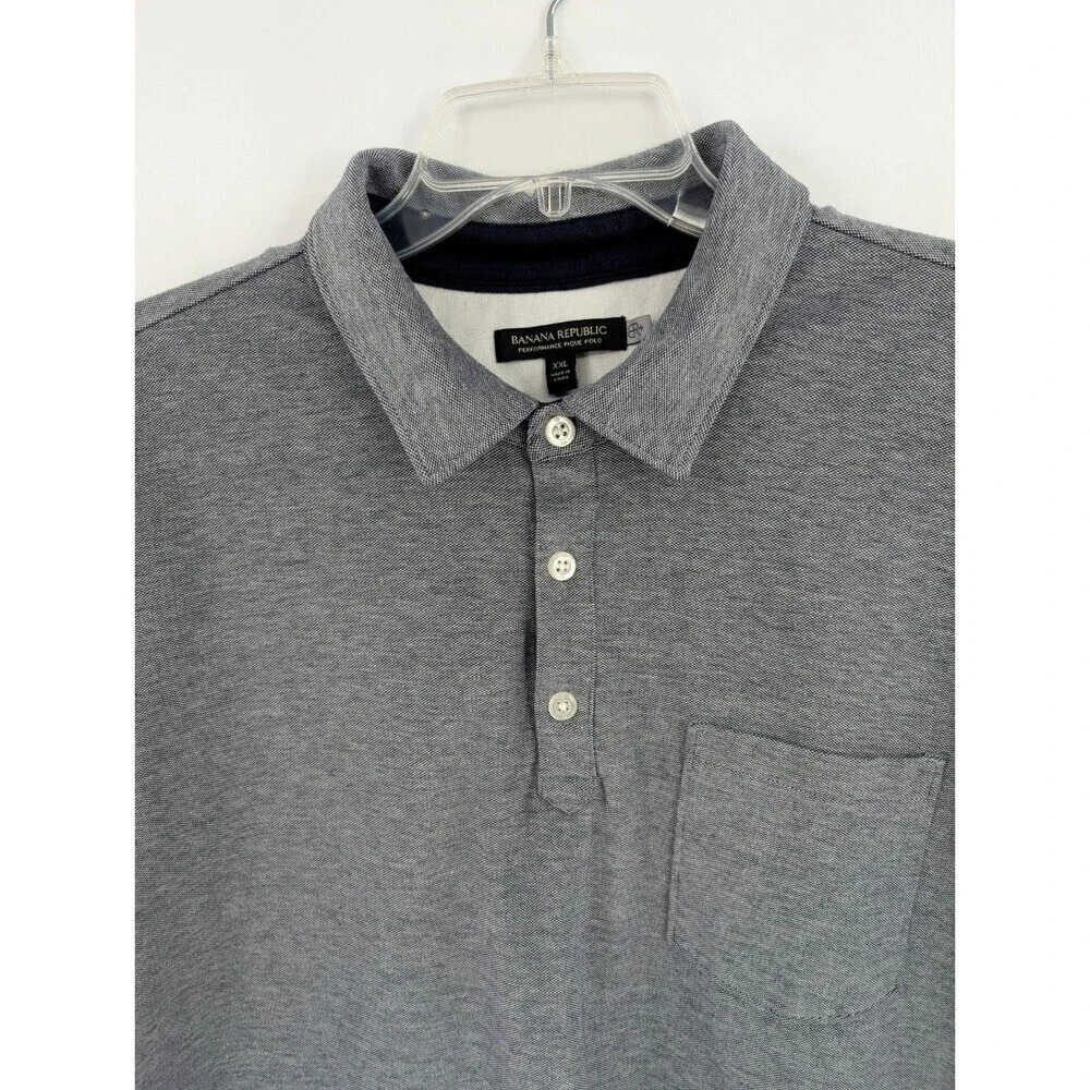 Banana Republic Polo Shirt Mens XXL Gray‎ Performance Pique Golf Outdoor Travel